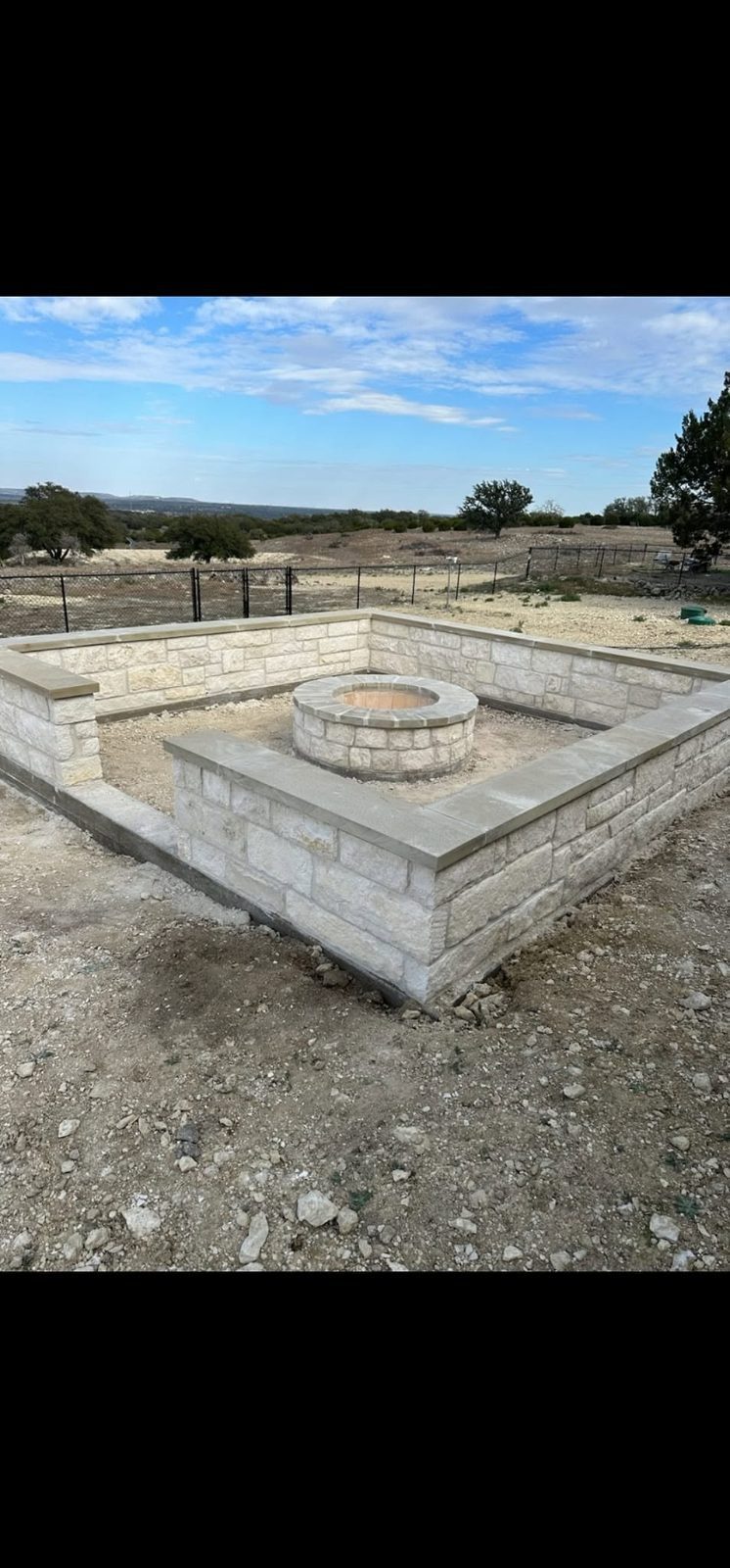 Custom concrete and rock fire place work.
